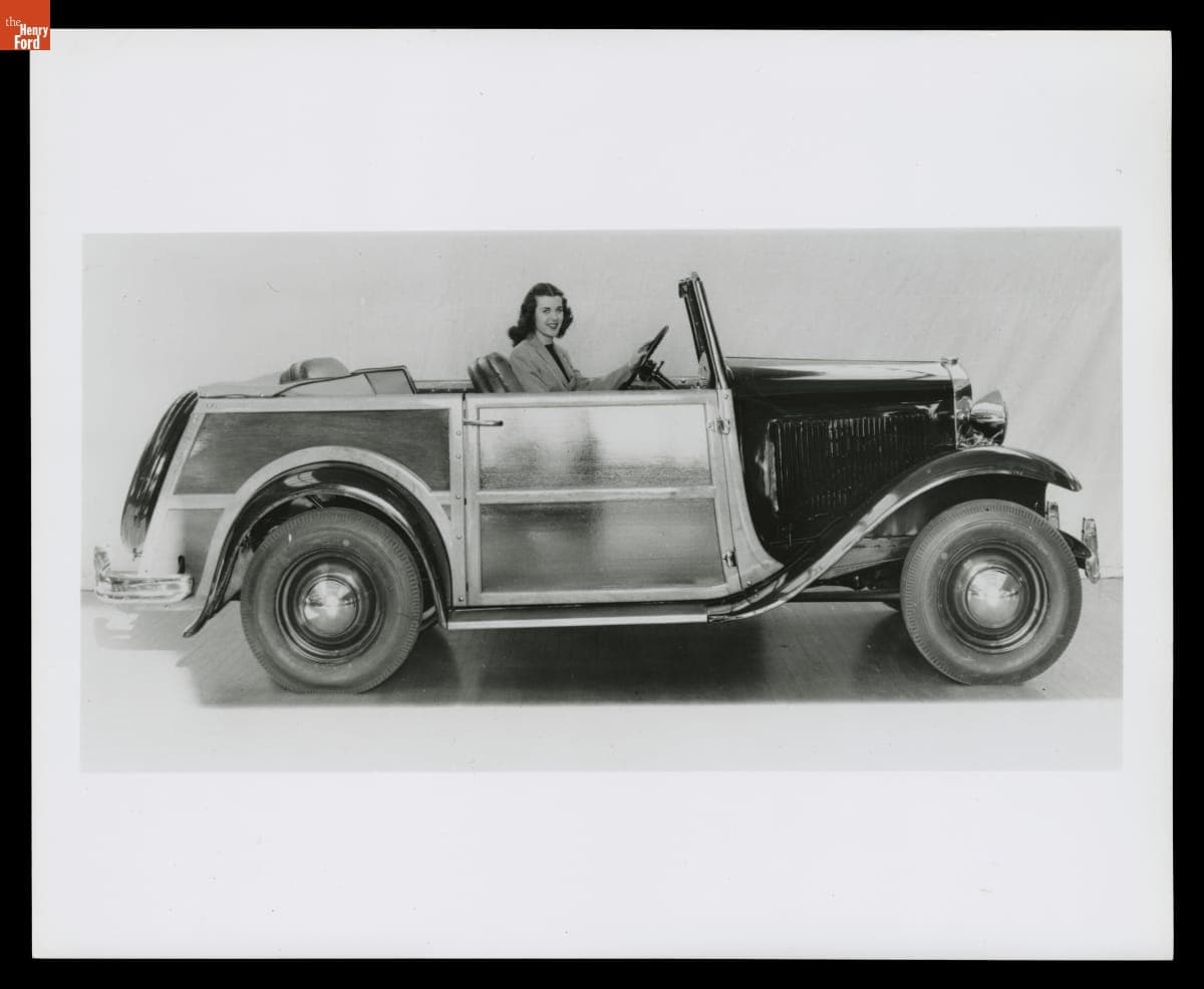 Woman Modeling the Ford "Estate Wagon" Custom-Built for Henry Ford II, January 1945