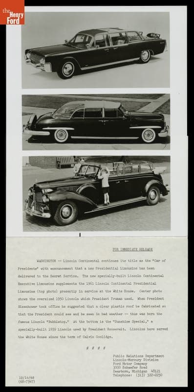Presidential Limousines over Two Decades, Showing the Converted 1961 Lincoln Continental in 1968