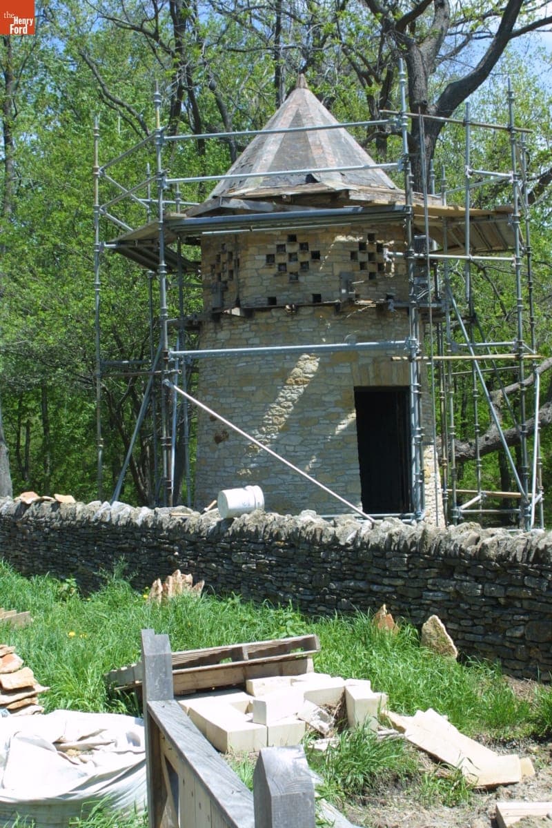 Cotswold Dovecote during the Greenfield Village Restoration Project, May 2003