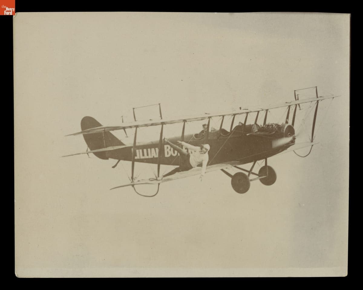 Lillian Boyer Performing Stunts with an Airplane in Flight, circa 1922