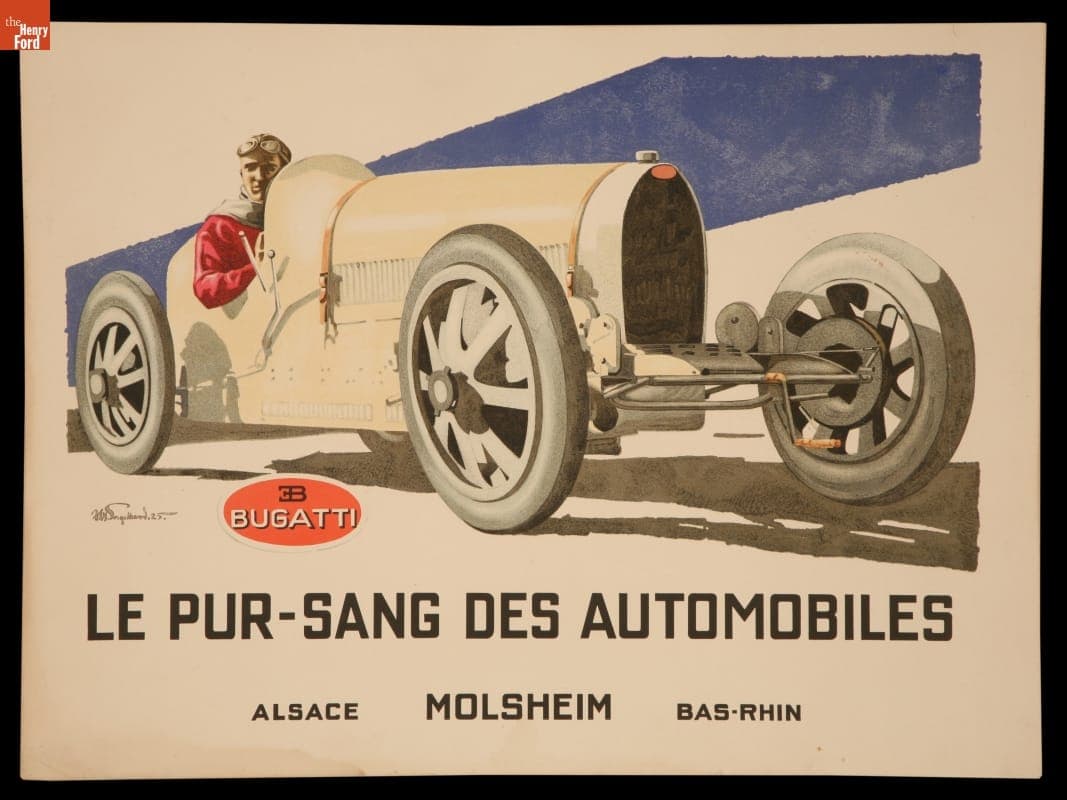 Advertising Poster for Bugatti Automobiles, "Le Pur-Sang des Automobiles," 1925