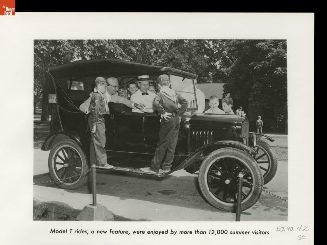 Page from the 1958-1959 Annual Report of Henry Ford Museum & Greenfield Village, "Model T Rides"
