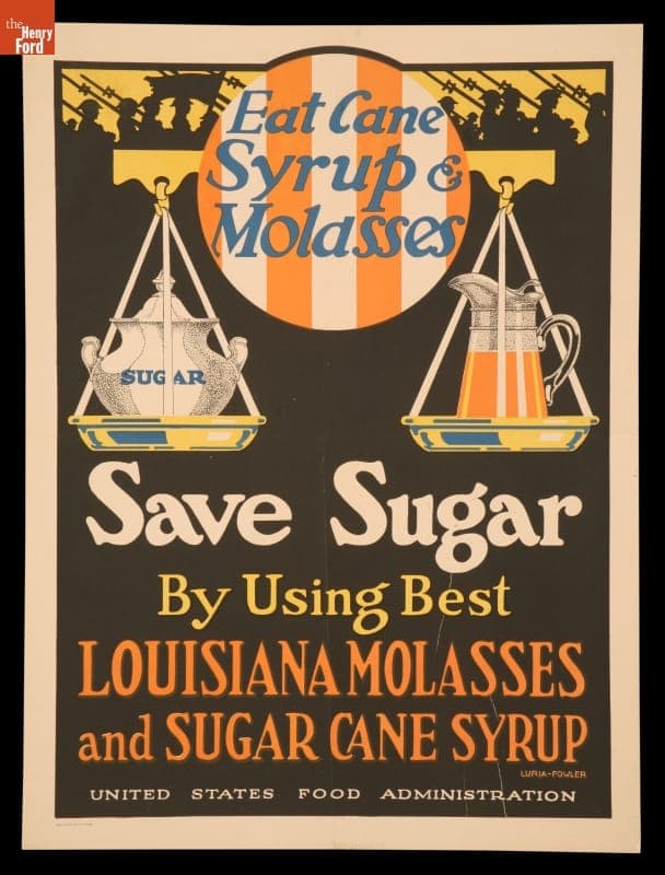 World War I Poster, "Eat Cane Syrup & Molasses, Save Sugar," circa 1918