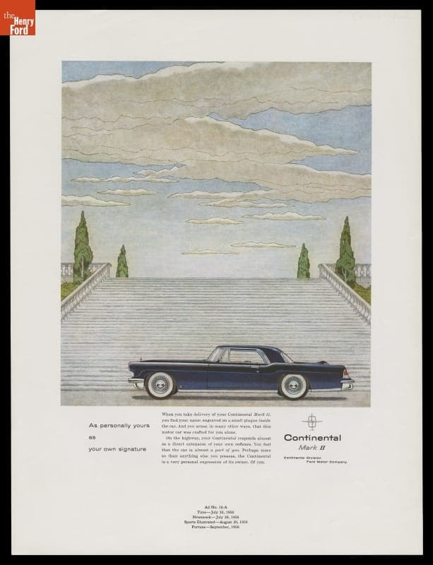 1956 Continental Mark II Advertisement, "As Personally Yours as Your Own Signature"