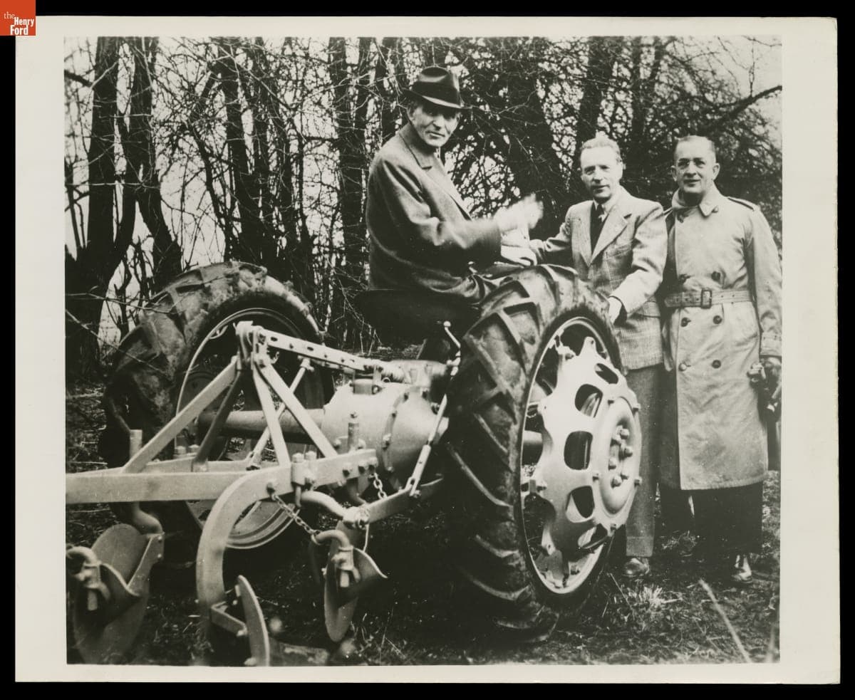 Henry Ford Driving a Ferguson-Brown Tractor, with Harry Ferguson, 1939