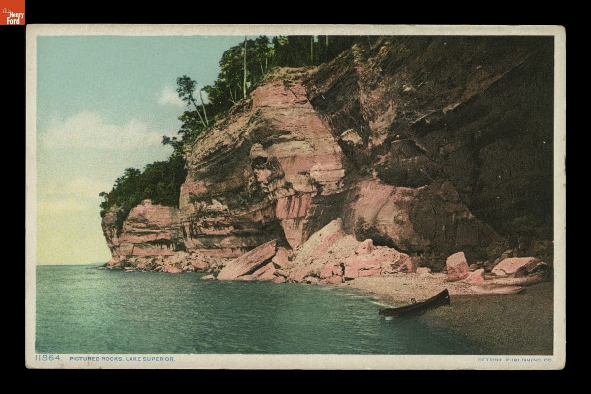Pictured Rocks National Lakeshore on Lake Superior, Munising Michigan, circa 1908