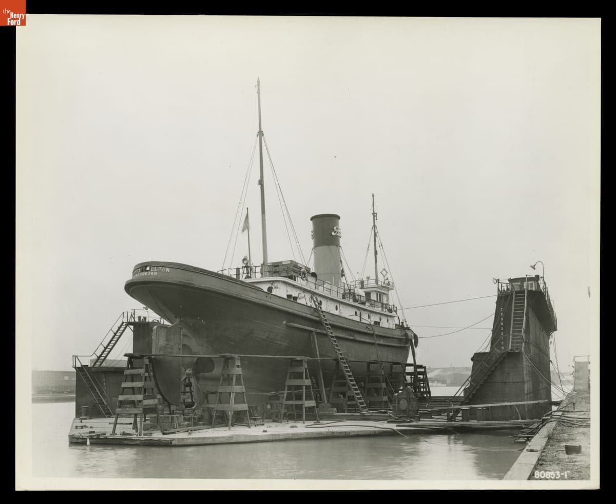 Ford Motor Company Tugboat "Barrellton" in Dry Dock, November 1944
