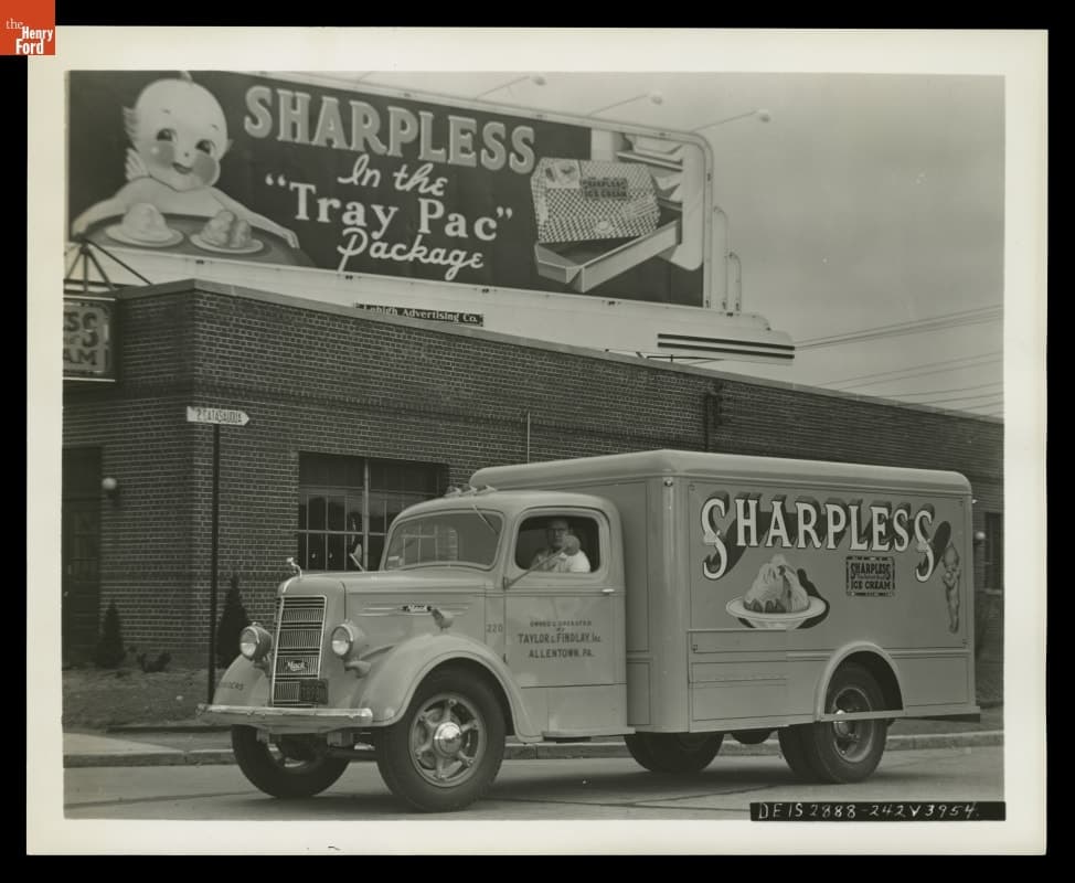 1942 Mack Model DEIS Truck Delivering Sharpless Ice Cream, Allentown, Pennsylvania