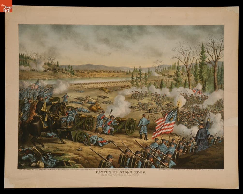 Chromolithograph, Copyrighted 1891, "Battle of Stone River, near Murfreesborough, Tenn."