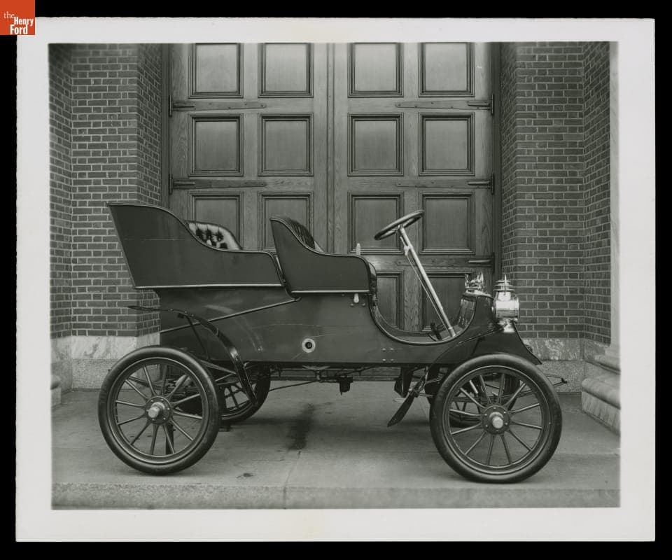 1903 Ford Model A Touring Car outside Henry Ford Museum, 1949