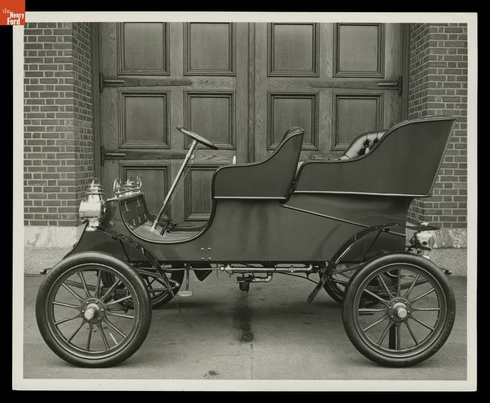 1903 Ford Model A Touring Car outside Henry Ford Museum, 1949