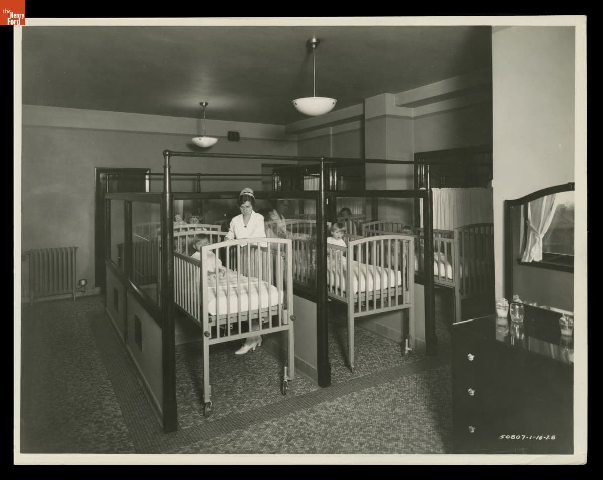 Nursery at Henry Ford Hospital, Detroit, Michigan, January 1928