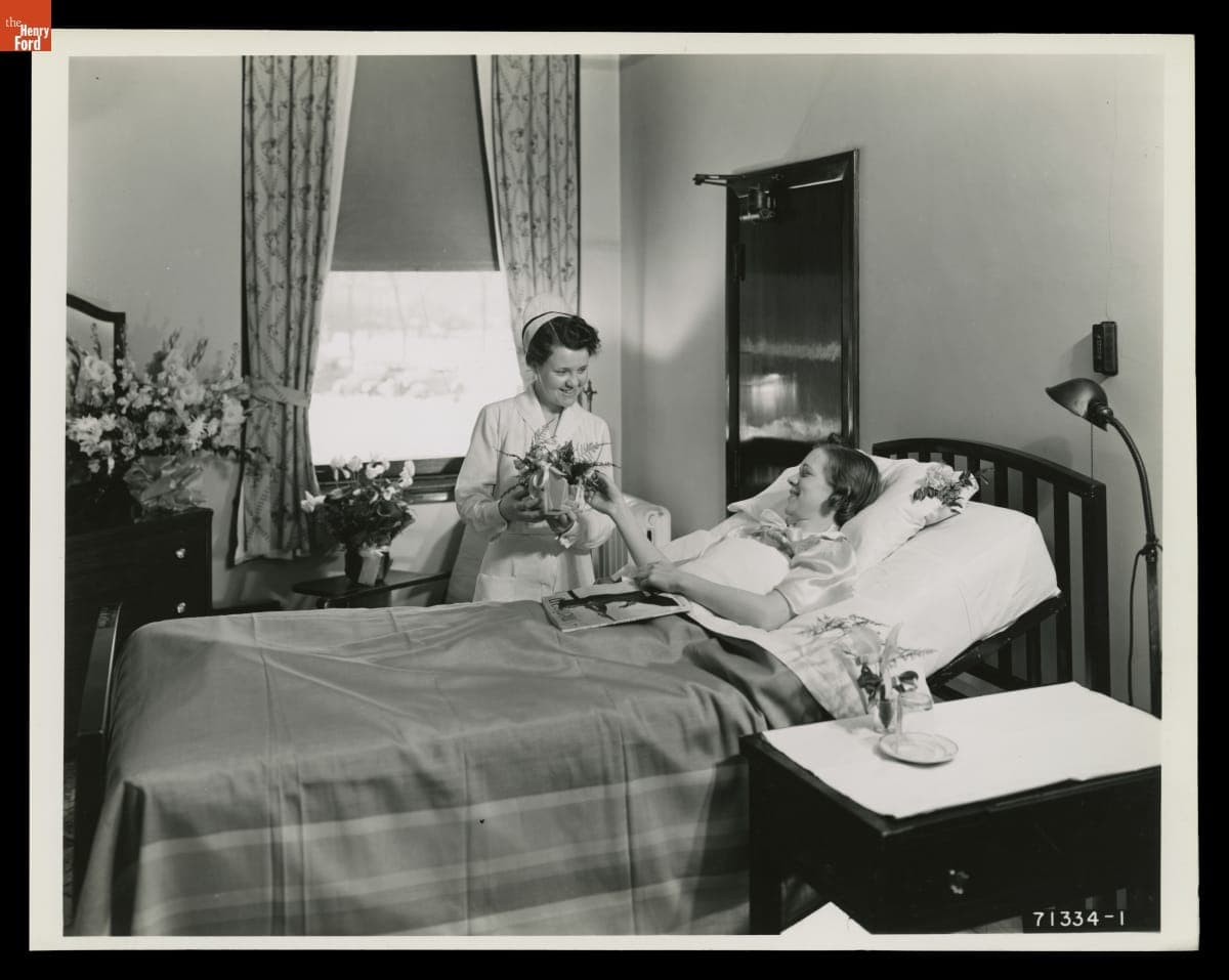 Patient Receiving Flowers at Henry Ford Hospital, Detroit, Michigan, January 1939