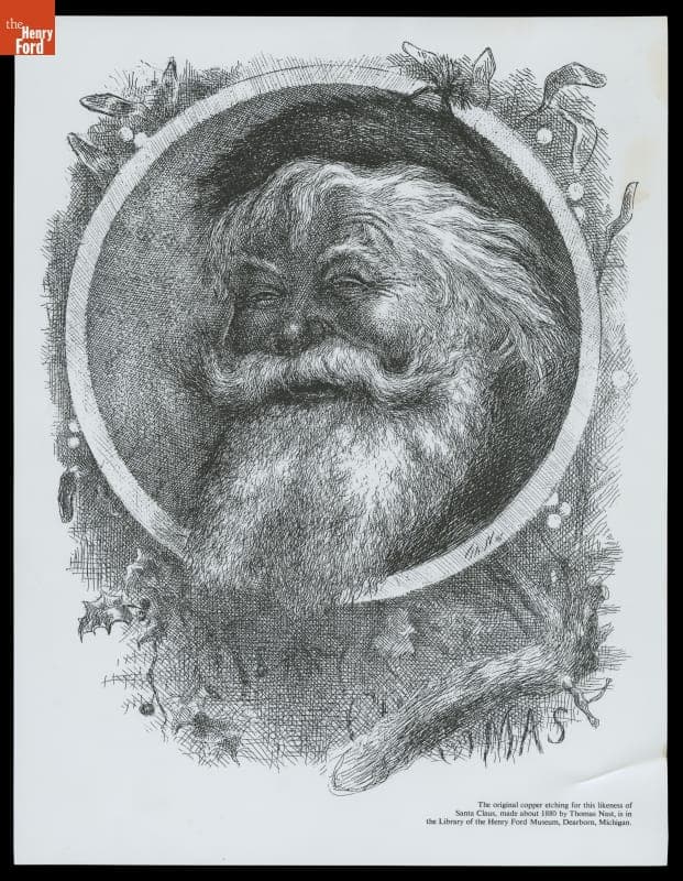 Thomas Nast's circa 1885 Portrait of Santa Claus, Printed in 1980