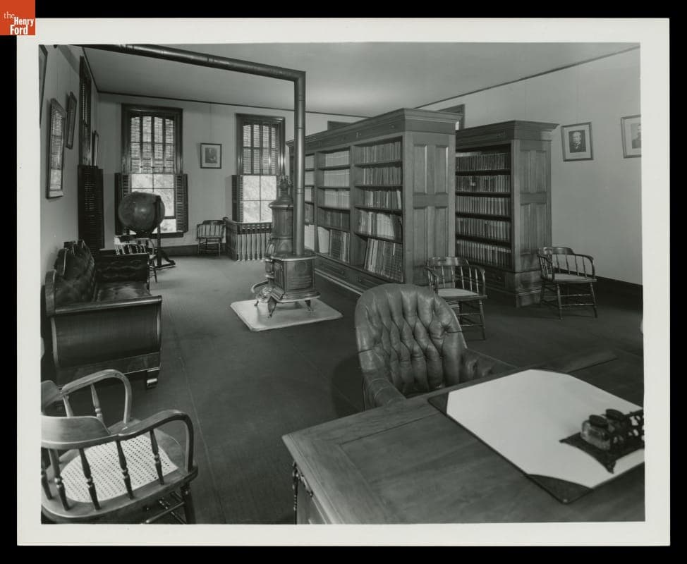 Interior of Menlo Park Library, Greenfield Village, circa 1970