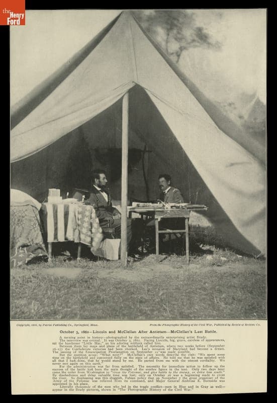 Photomechanical Print, "October 3, 1862--Lincoln and McClellan after Antietam--McClellan's Last Battle"