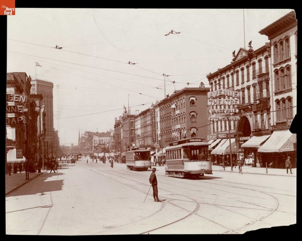 Woodward Avenue, North from Jefferson Avenue, Detroit, Michigan, circa 1905