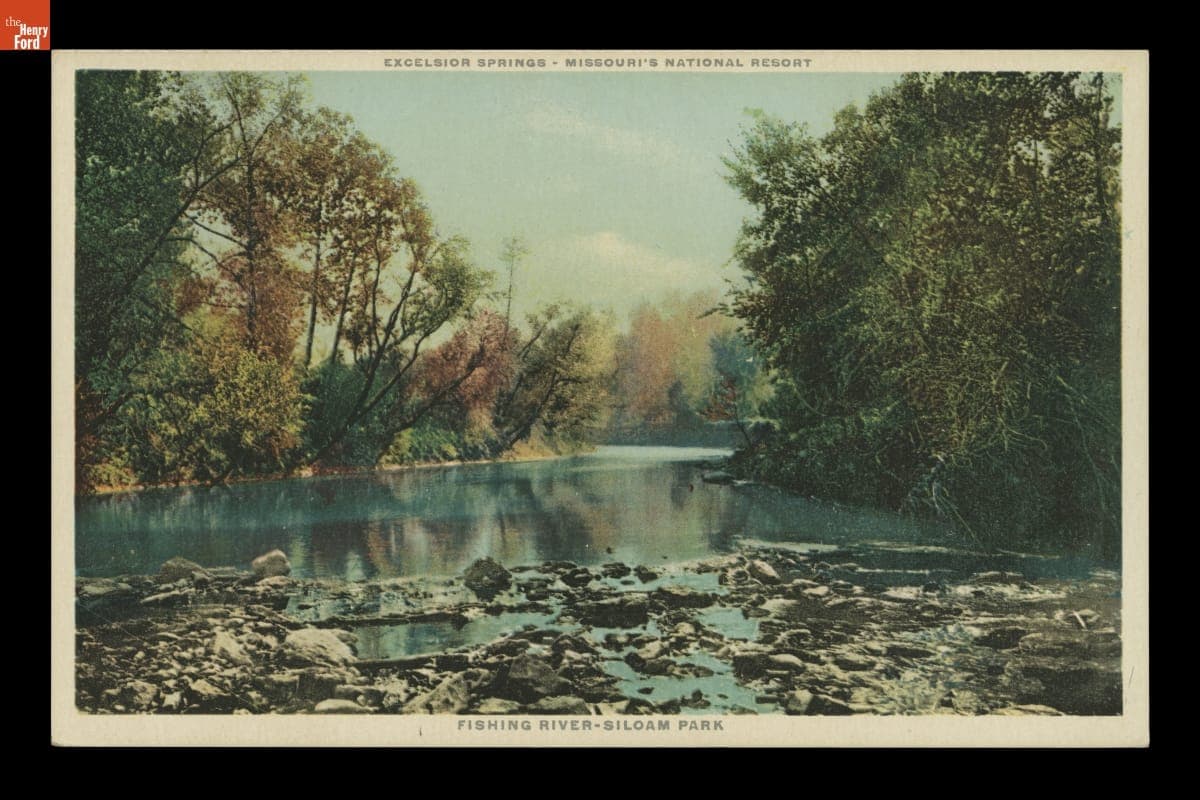 "Excelsior Springs, Missouri's National Resort, Fishing River, Siloam Park," circa 1910