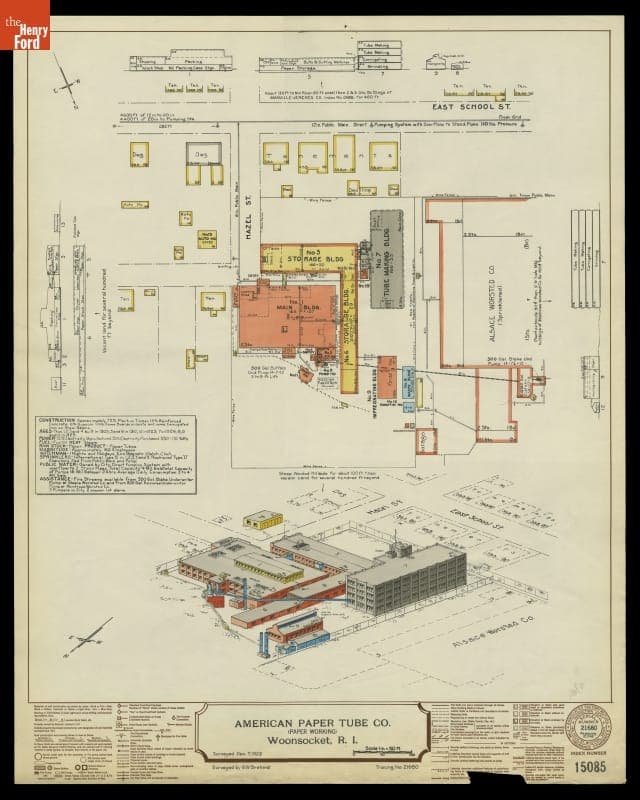 Fire Insurance Map of the American Paper Tube Co., Woonsocket, Rhode Island, Surveyed December 7, 1929