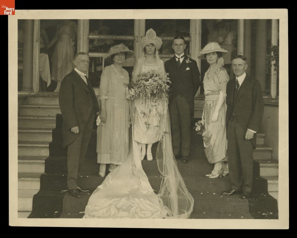 Wedding of Elizabeth Parke Firestone and Harvey Firestone, Jr., Bride and Groom with Their Parents, June 25, 1921