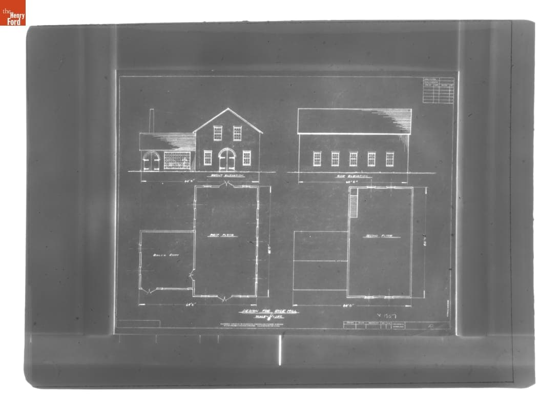 Drawing, Fairfield Rice Mill (now Pottery Shop) in Greenfield Village, circa 1935