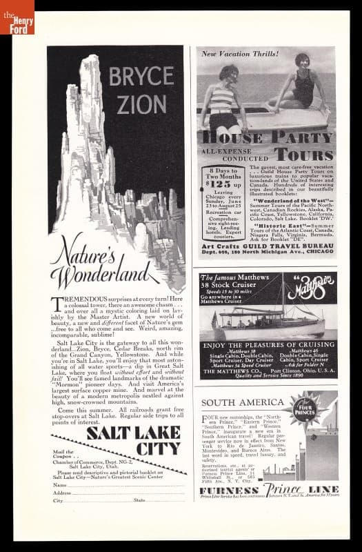 Furness Prince Steamboat Line Advertisement, "South America," July 1929