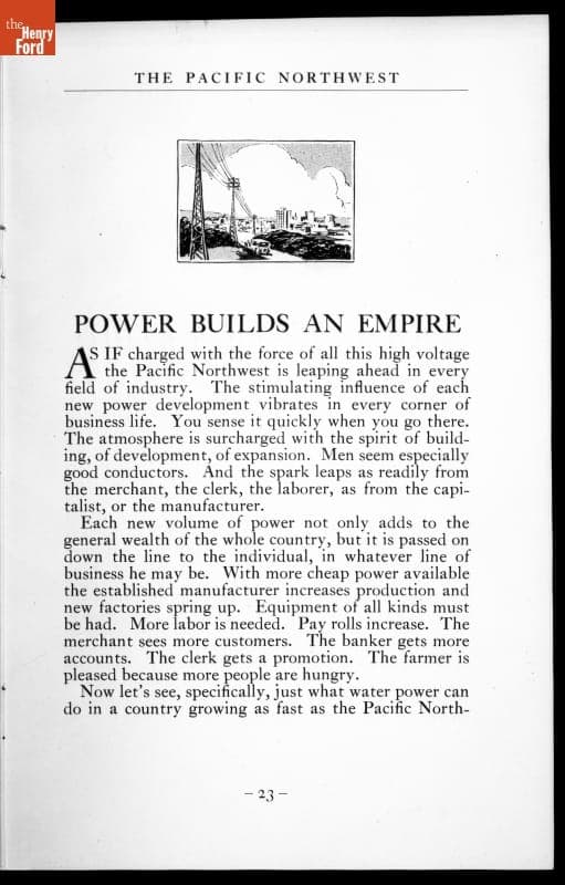 "Power for Supremacy: The Pacific Northwest," 1923