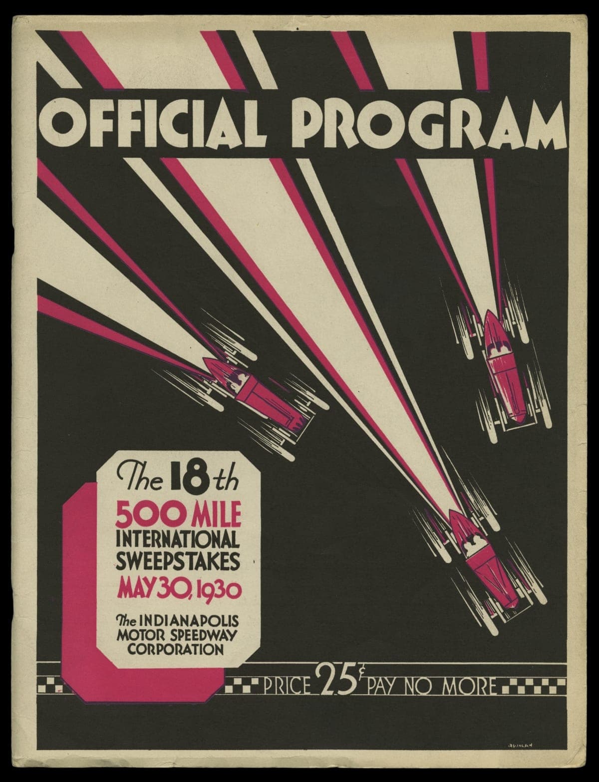Official Program of the Indianapolis Motor Speedway 18th 500 Mile International Sweepstakes Race, May 30, 1930
