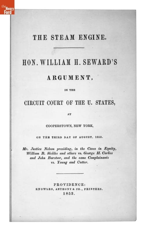 "The Steam Engine : Hon. William H. Seward's Argument in the Circuit Court of the U. States, at Cooperstown, New York, on the Third Day of August, 1853"