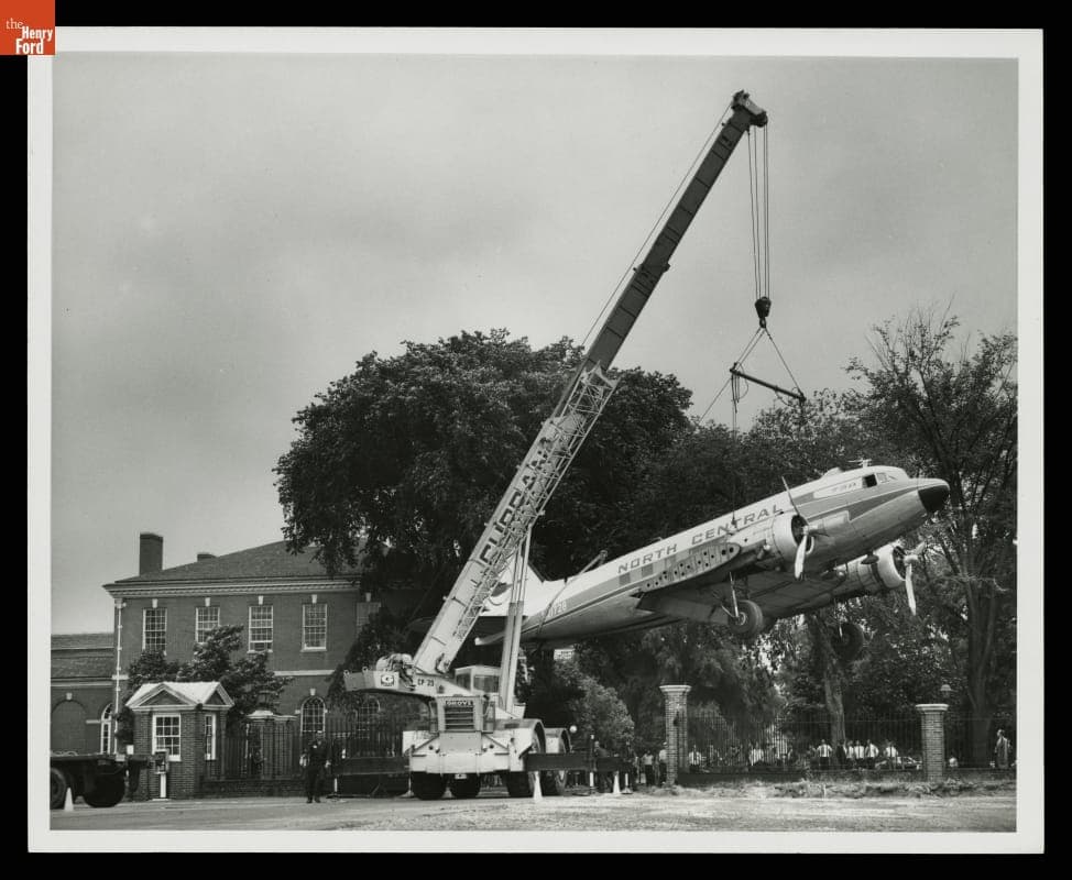 1939 Douglas DC-3 Being Moved to Its Place behind Henry Ford Museum, June 2, 1975
