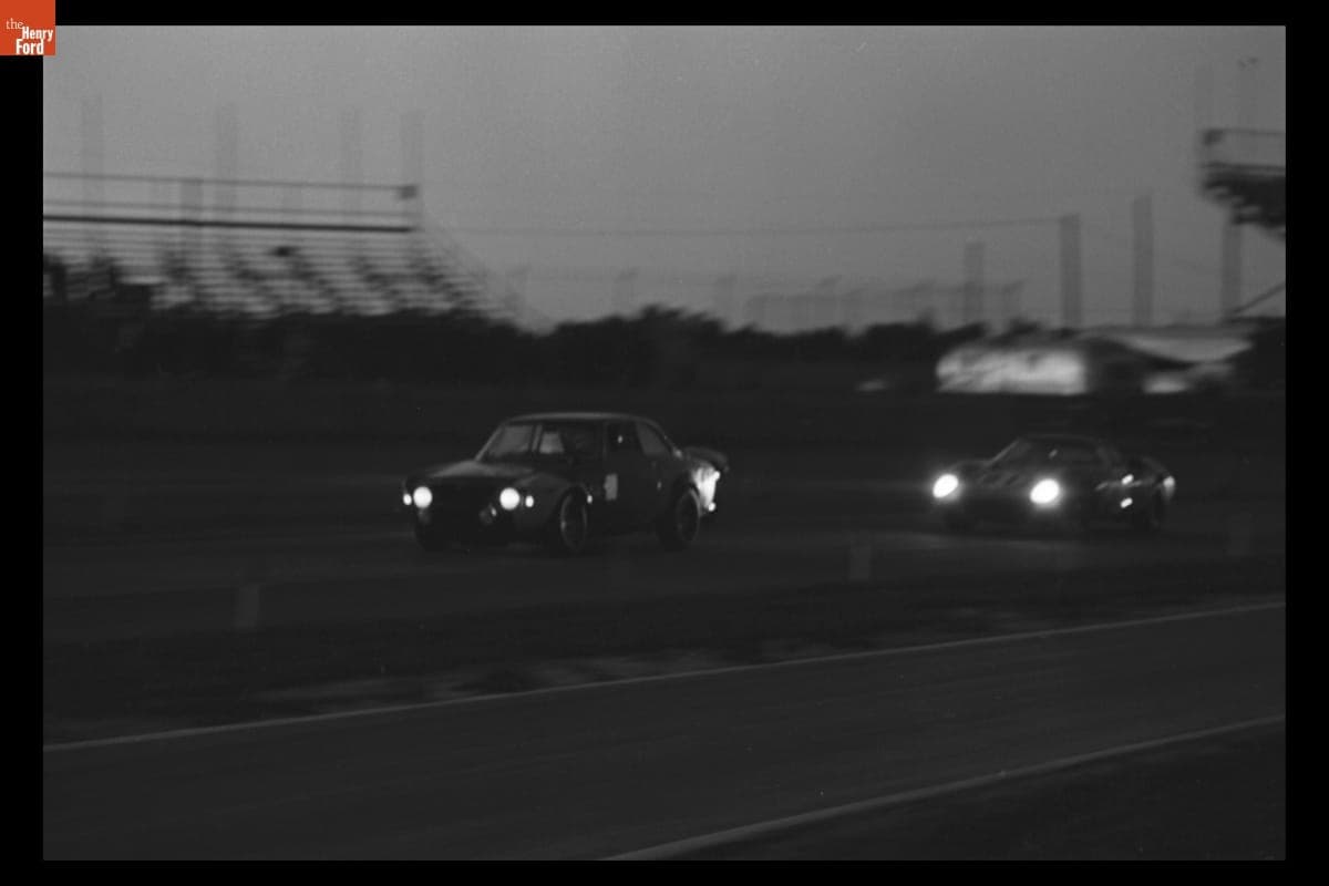 Alfa Romeo and Ferrari Race Cars at 24 Hours of Daytona Race, February 1968