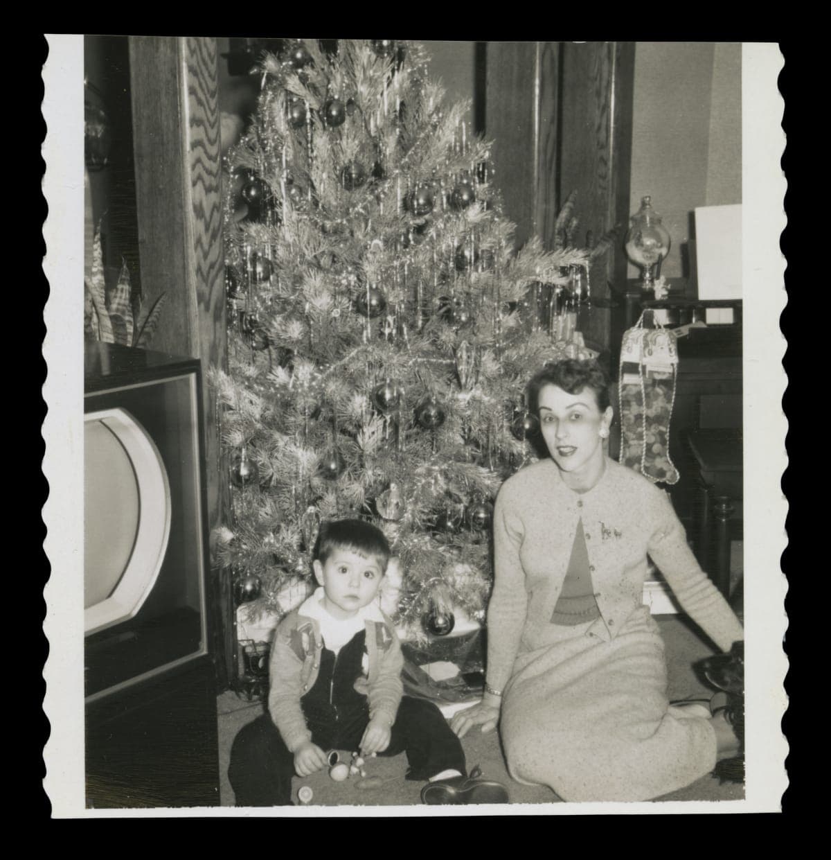 Ian Howard with Sunday School Teacher Virginia Dorr, New Year's Day, 1958