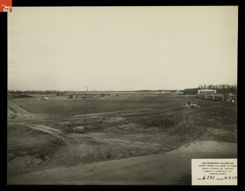 Looking Toward Ford Airport across the Henry Ford Museum Construction Site, April 3, 1929