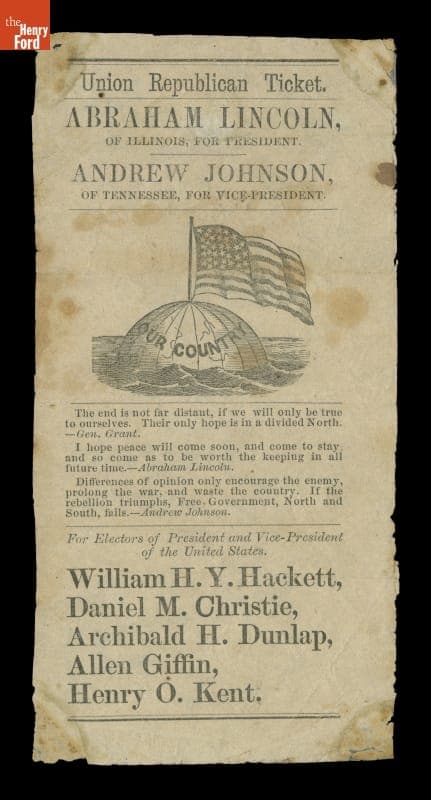Union Republican Ballot, 1864