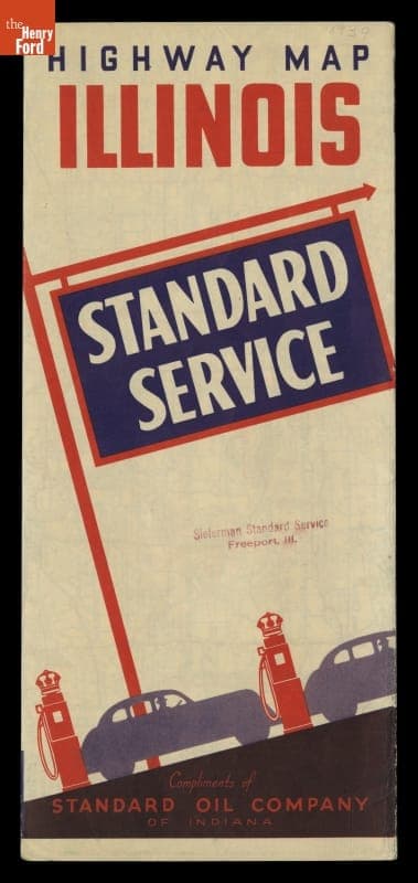 Standard Service Highway Map of Illinois, Chicago and Vicinity, circa 1939