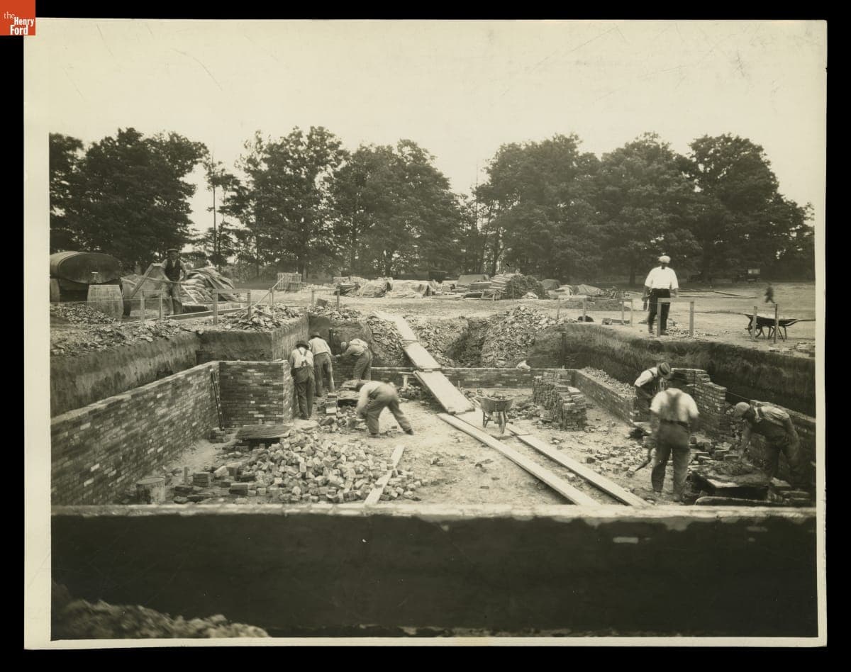 Constructing Sarah Jordan Boarding House in Greenfield Village, April 21, 1928