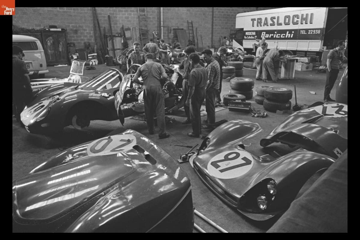 Preparing Ferrari Race Cars for the 24 Heures du Mans (24 Hours of Le Mans) Race, June 1966