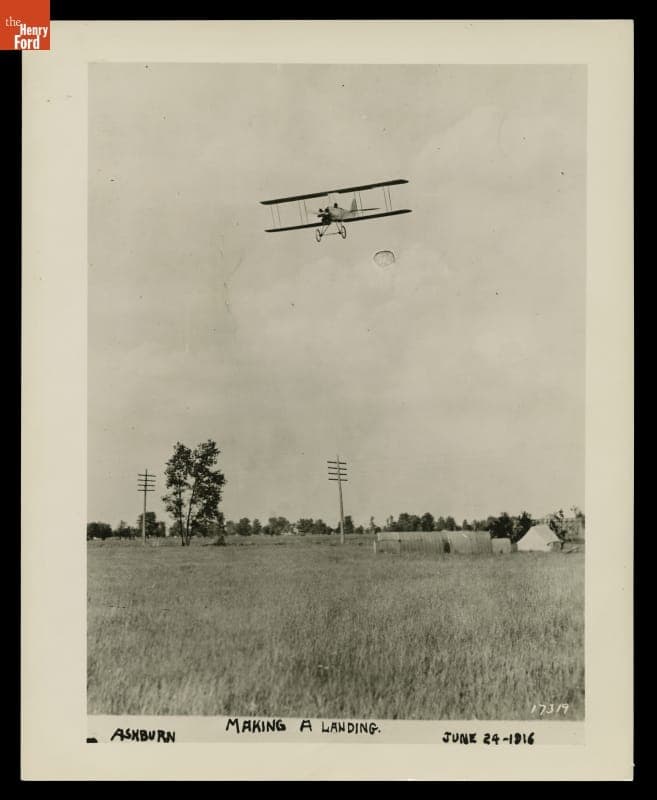 E. M. Laird's 1915 Exhibition Biplane Making a Landing at Ashburn Flying Field, Chicago, Illinois, June 24, 1916