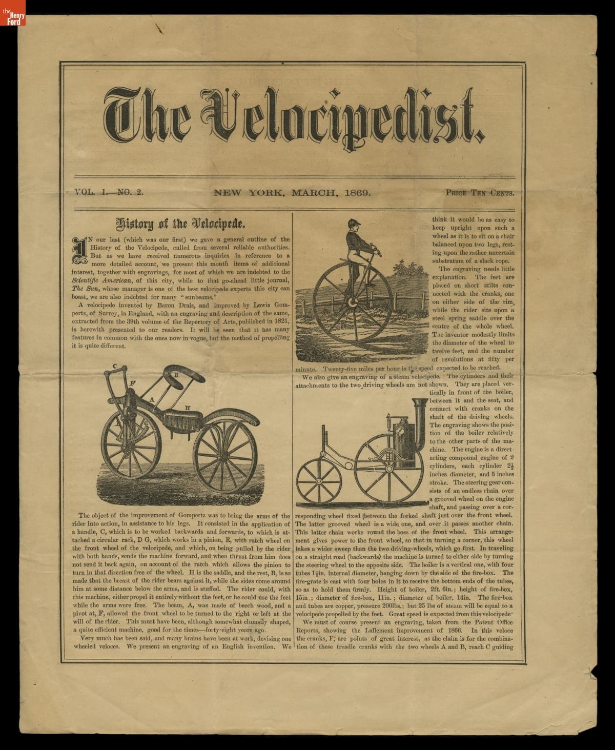 The Velocipedist, Vol. 1, No. 2, March 1869