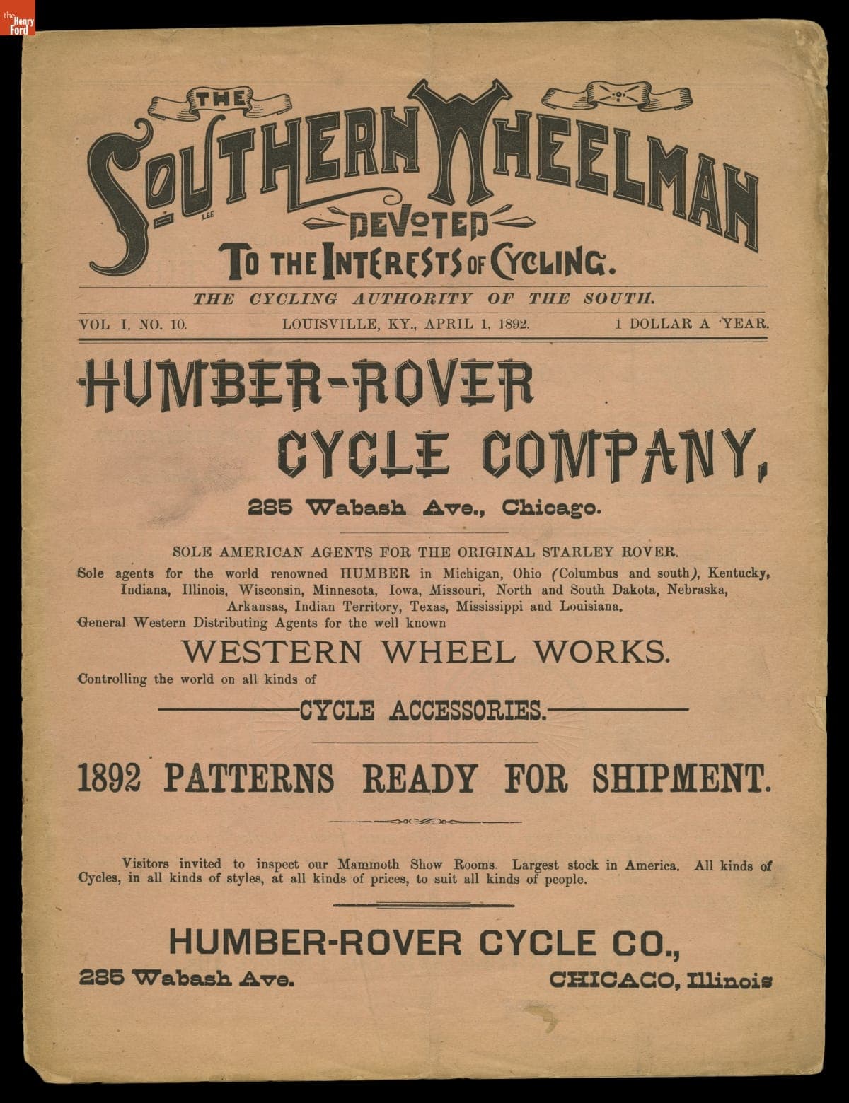 The Southern Wheelman, Vol. 1, No. 10, April 1, 1892