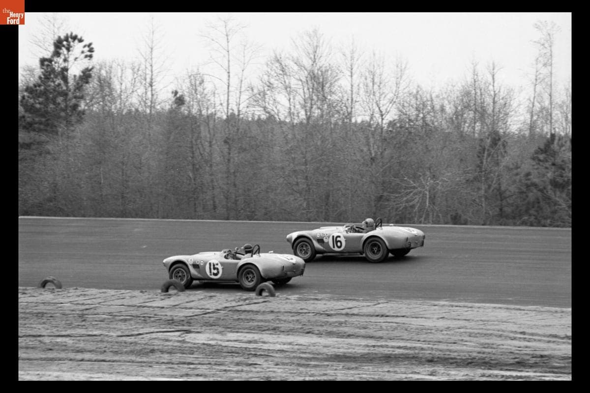 Shelby Cobras Driven by Ken Miles and Dave MacDonald at United States Road Racing Championship, Augusta, Georgia, February - March, 1964