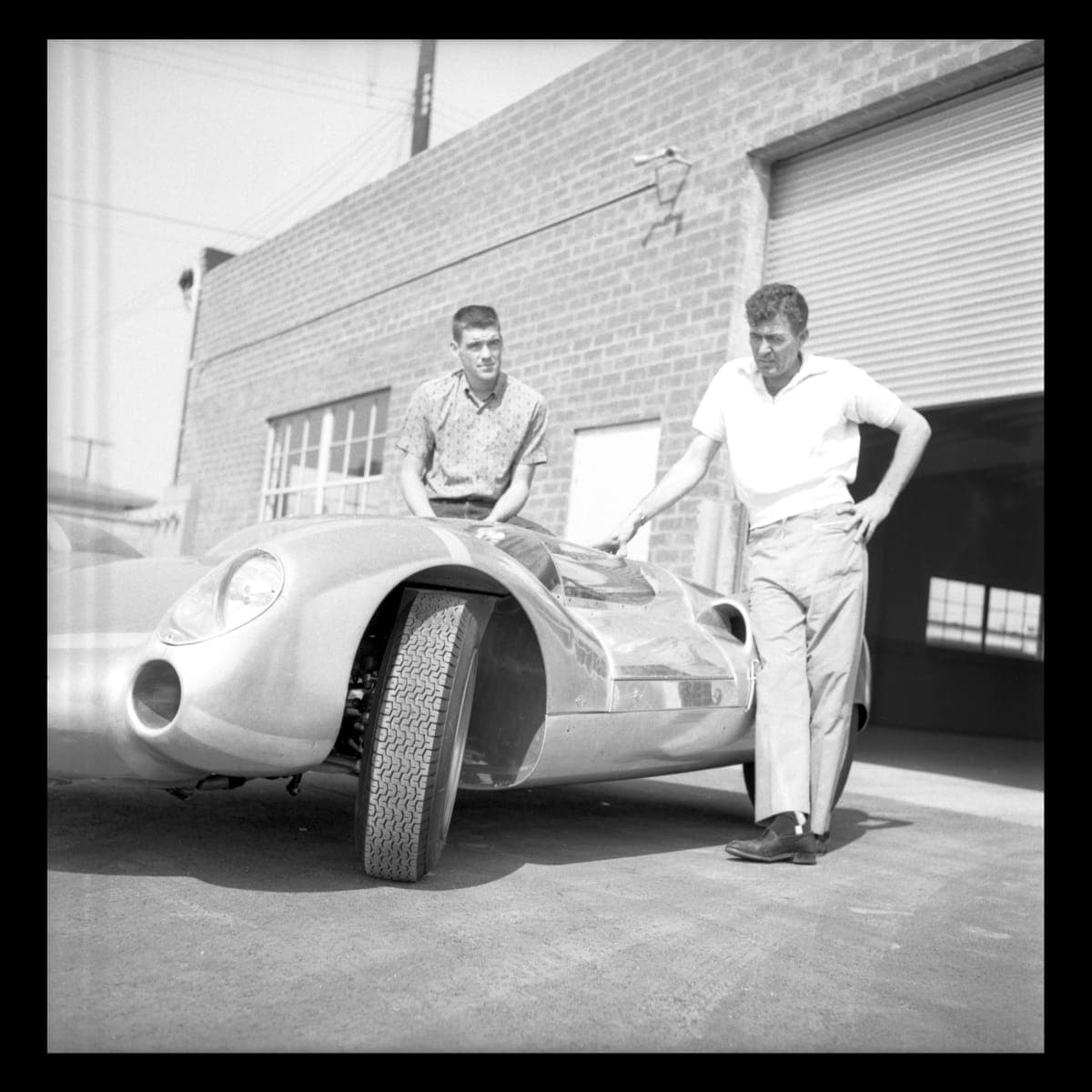 Dave MacDonald and Carroll Shelby with Shelby King Cobra CM/1/63, 1963