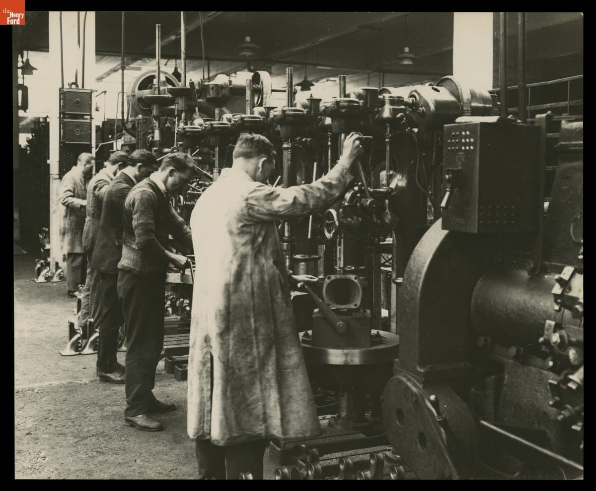 Workers at Water Outlet Connection, Fordson Tractor Plant, Cork, Ireland, January, 1929