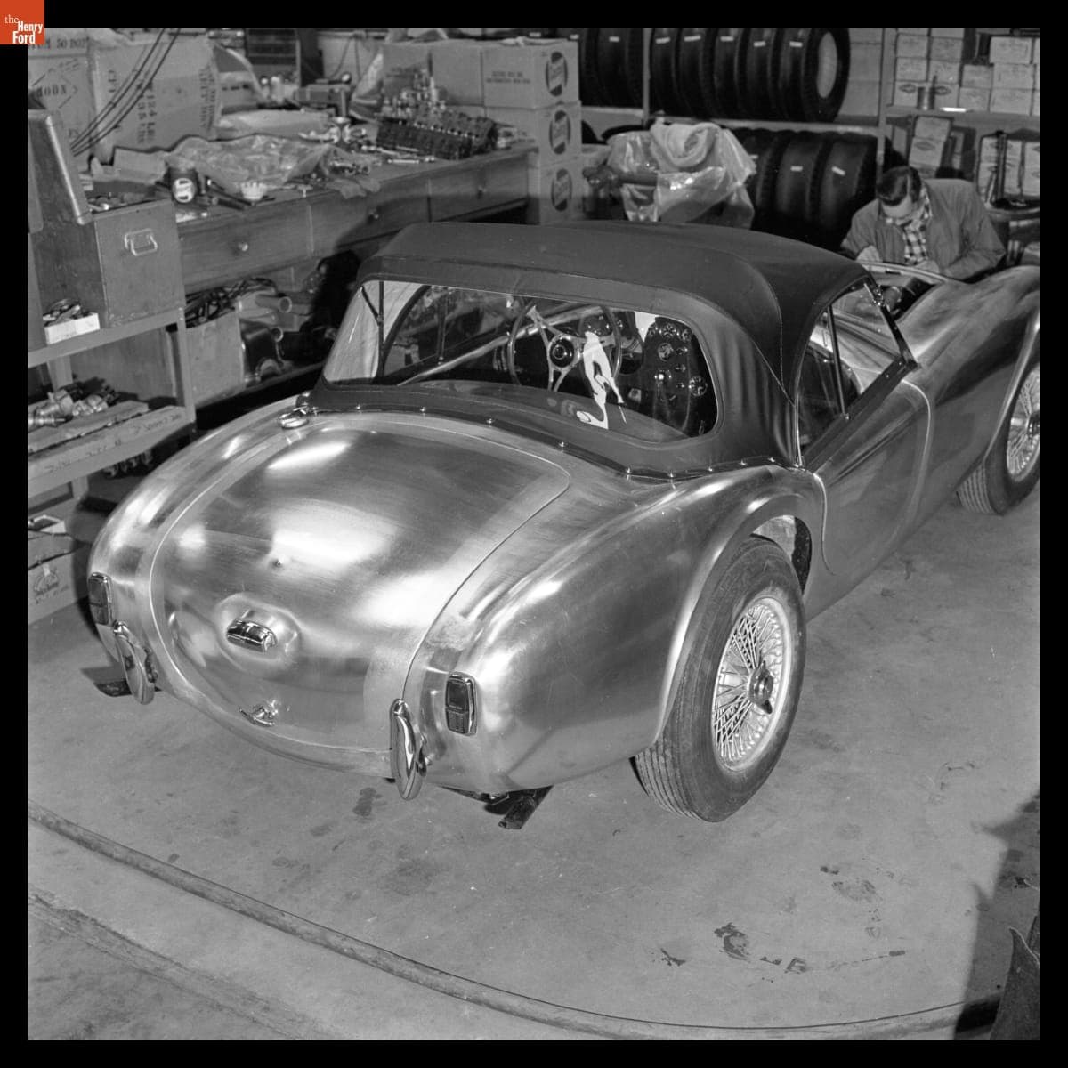 Assembling the First Shelby Cobra at Dean Moon's Hot Rod Shop in Santa Fe Springs, California, February 1962