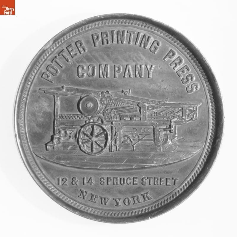 Potter Printing Press Company Medal from Columbian Exposition, 1893