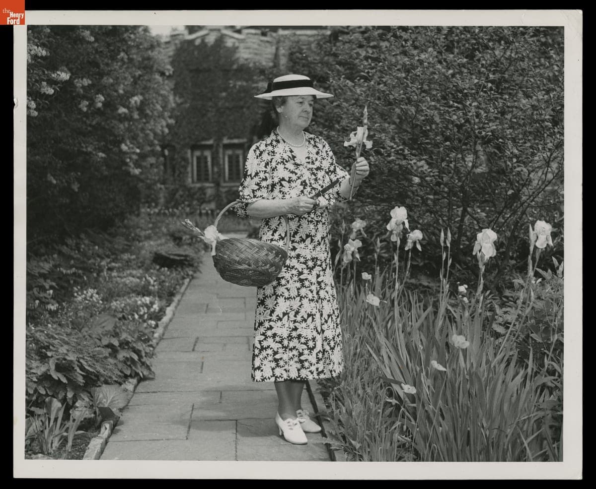 Clara Ford in Her Garden at Fair Lane, Dearborn, Michigan, May 1939