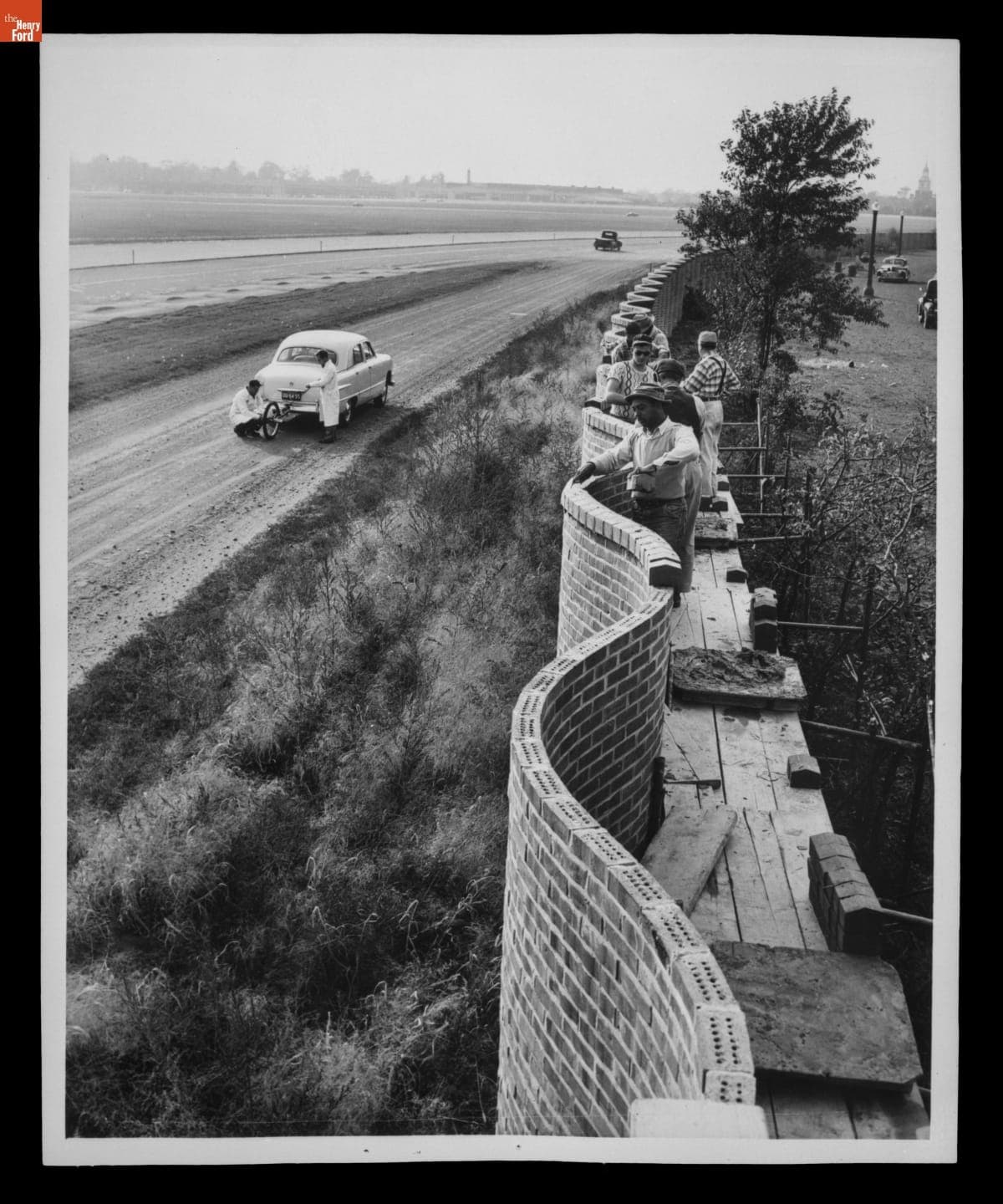 Construction of Wall Between Ford Motor Company Test Track and Greenfield Village (Village Road), October 1951