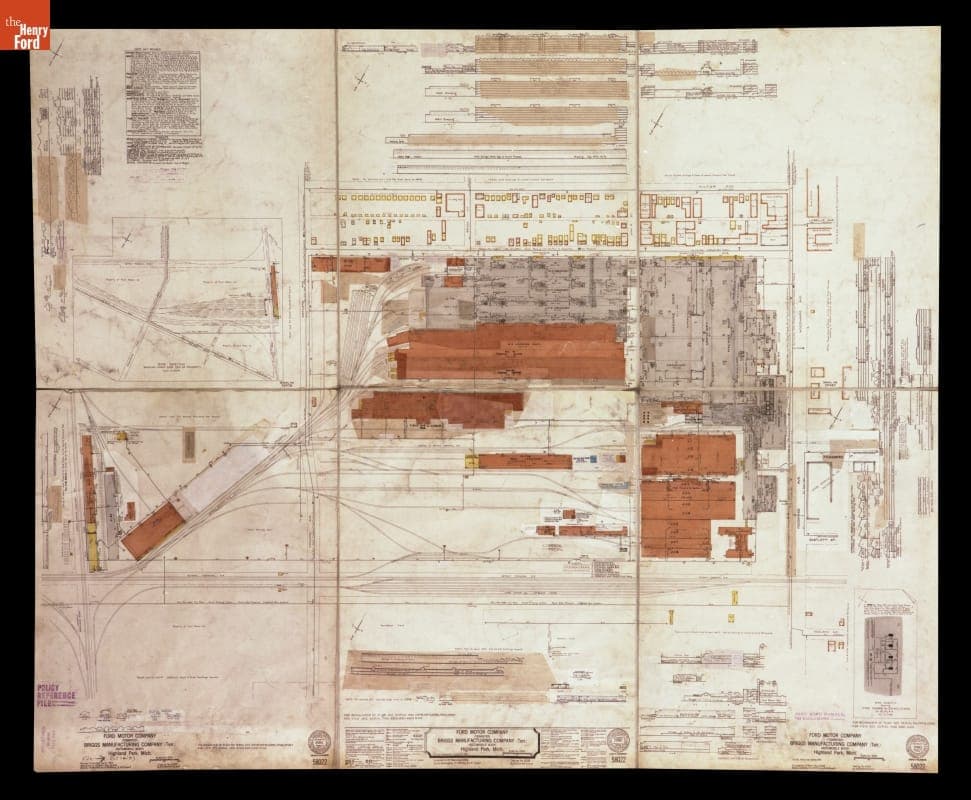Fire Insurance Map of Briggs Mfg. Co. at Ford Motor Company Highland Park Plant, Surveyed June 22, 1934