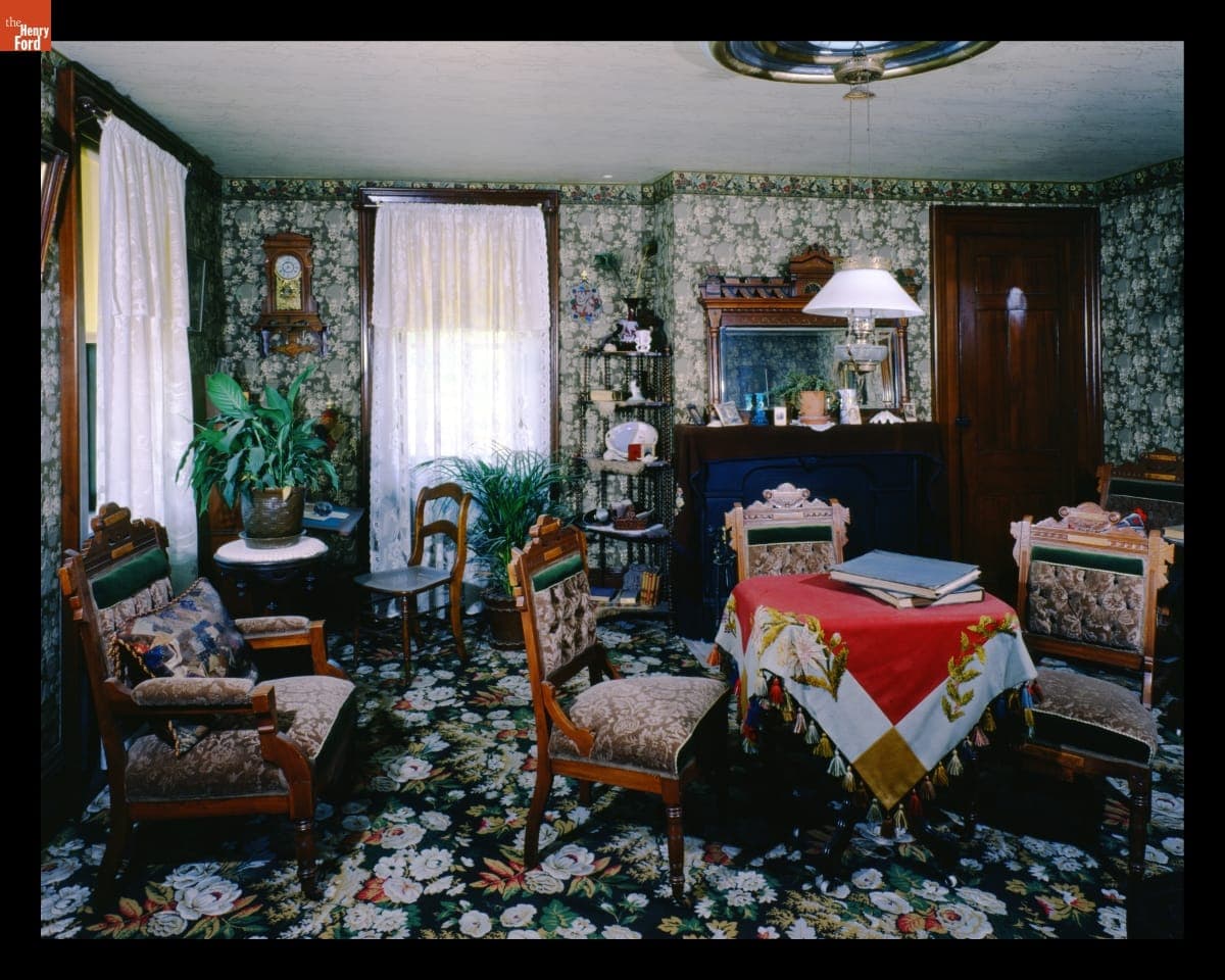 Parlor inside Firestone Farmhouse in Greenfield Village, July 1985