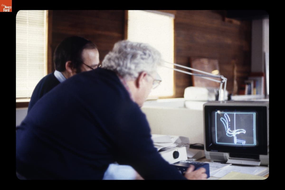 Bill Stumpf Working on Computer Simulation of a Chair, 1984